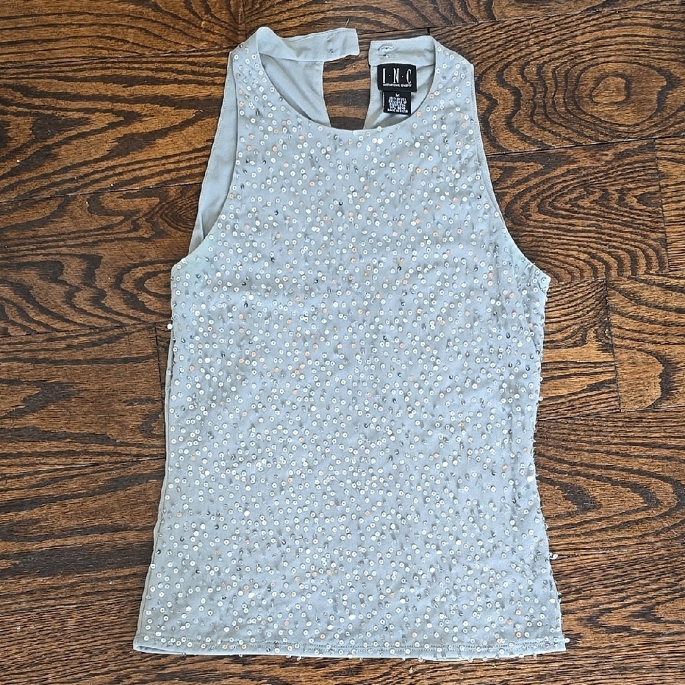 INC International Concepts Women's Silver Embellished Top